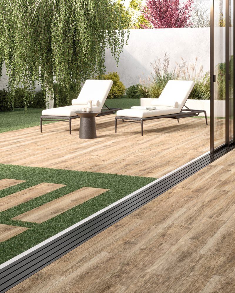 Carrelage de terrasse imitation bois