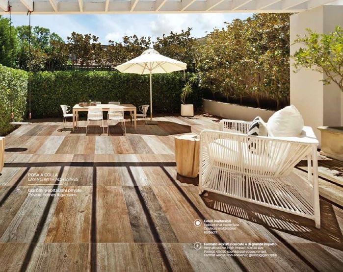 Carrelage de terrasse imitation bois